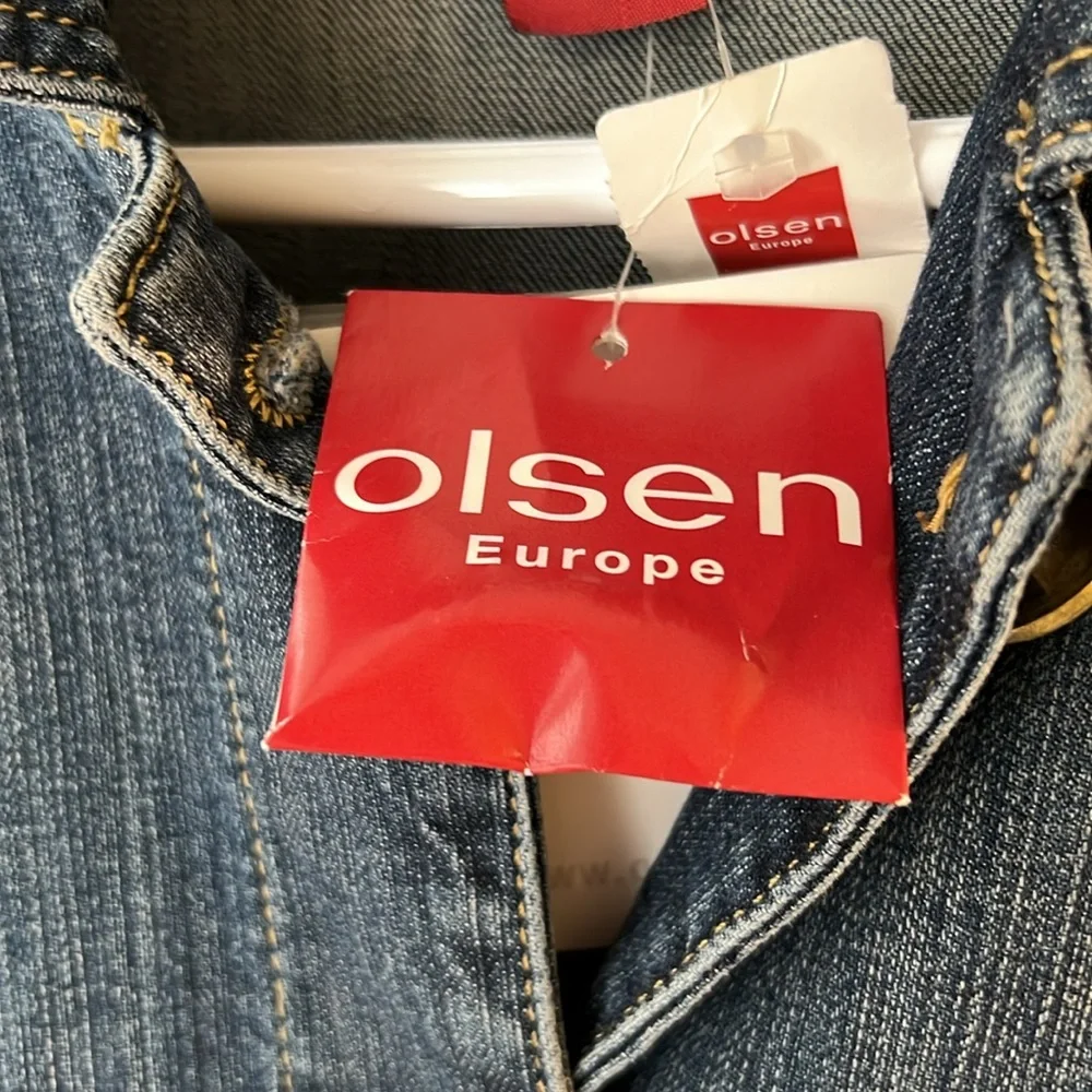 OLSEN EUROPE BLUE AND GOLD DENIM TRENCH COAT… SIZE 38… NEW WITH TAGS. - Picture 16 of 16
